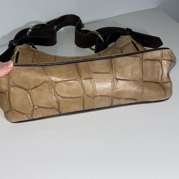DOONEY & BOURKE TAN CROC BIT LEATHER HOBO PURSE - Picture 8 of 12